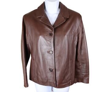 AJ Leather Factory Italian Brown Leather Womens Jacket L